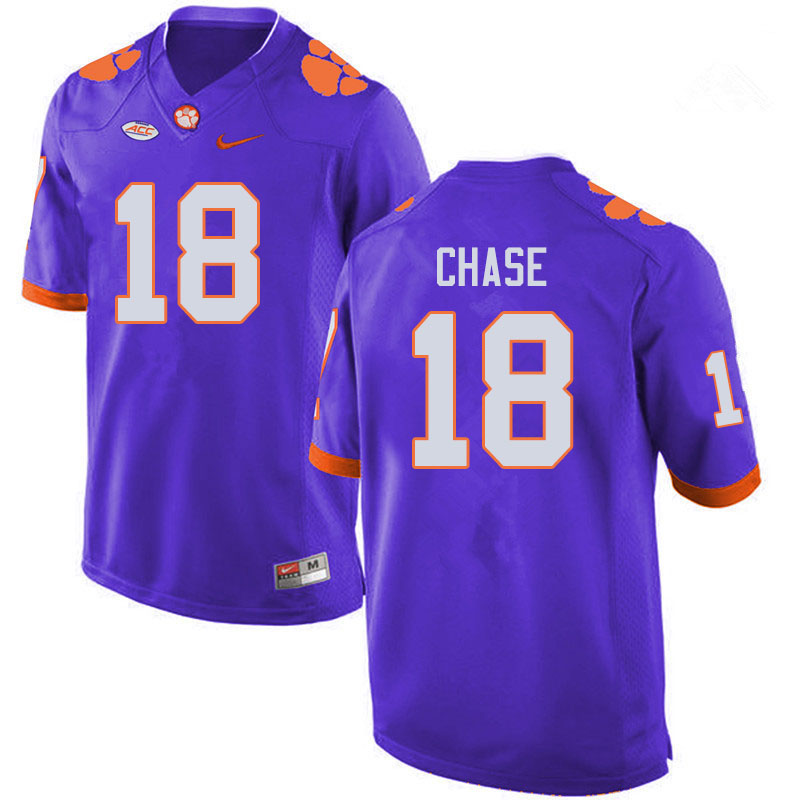 Men #18 T.J. Chase Clemson Tigers College Football Jerseys Sale-Purple